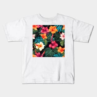 Tropical Flowers Pattern 9 Kids T-Shirt